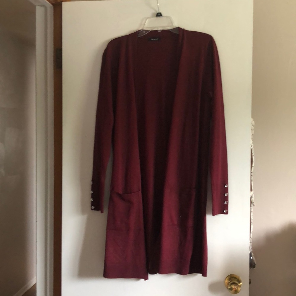 Long Burgundy Cardigan with pockets!